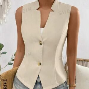 NWOT Women's Apricot Button Front Vest Blazer Size Small